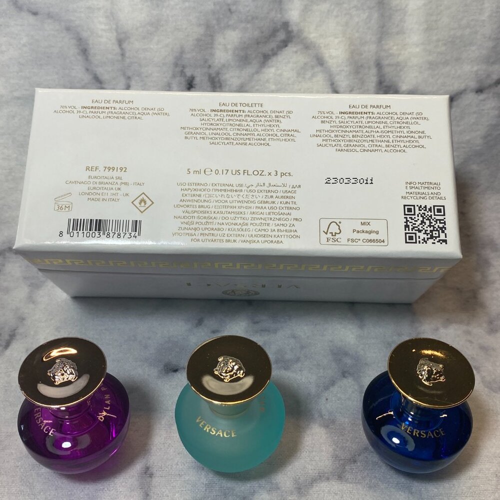 Versace Gift Set-Dylan,Dylan Blue,Dylan Purple Mini EDP-5ml,0.16oz-3pc-BOXED-NEW - Picture 12 of 16